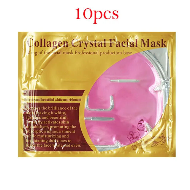10pcs Crystal Collagen Gold Face Masks