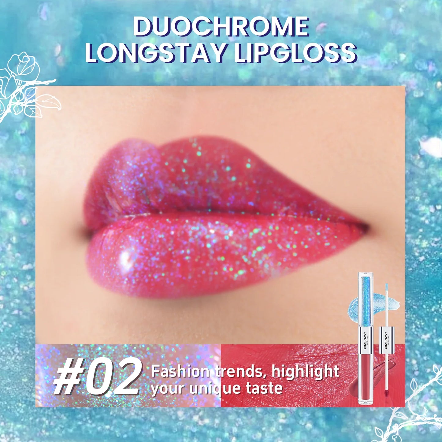 2 in 1 glitter lip gloss