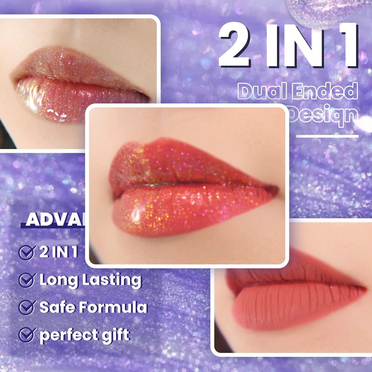 2 in 1 glitter lip gloss