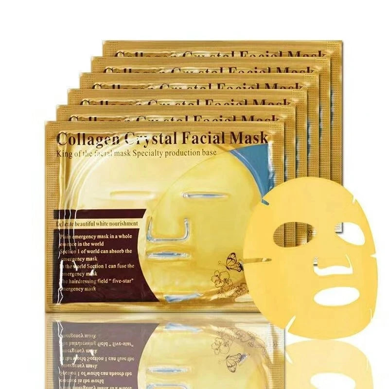 10pcs Crystal Collagen Gold Face Masks