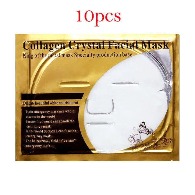 10pcs Crystal Collagen Gold Face Masks