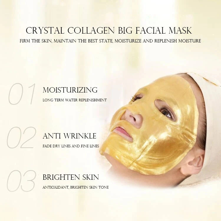 10pcs Crystal Collagen Gold Face Masks