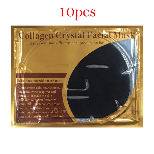 10pcs Crystal Collagen Gold Face Masks